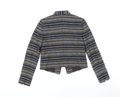 LOFT Women's Blue Striped Cropped Jacket Size 00