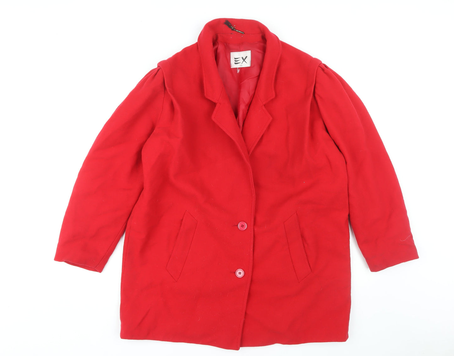 EX Women's Red Wool Mid-Length Coat Size 16