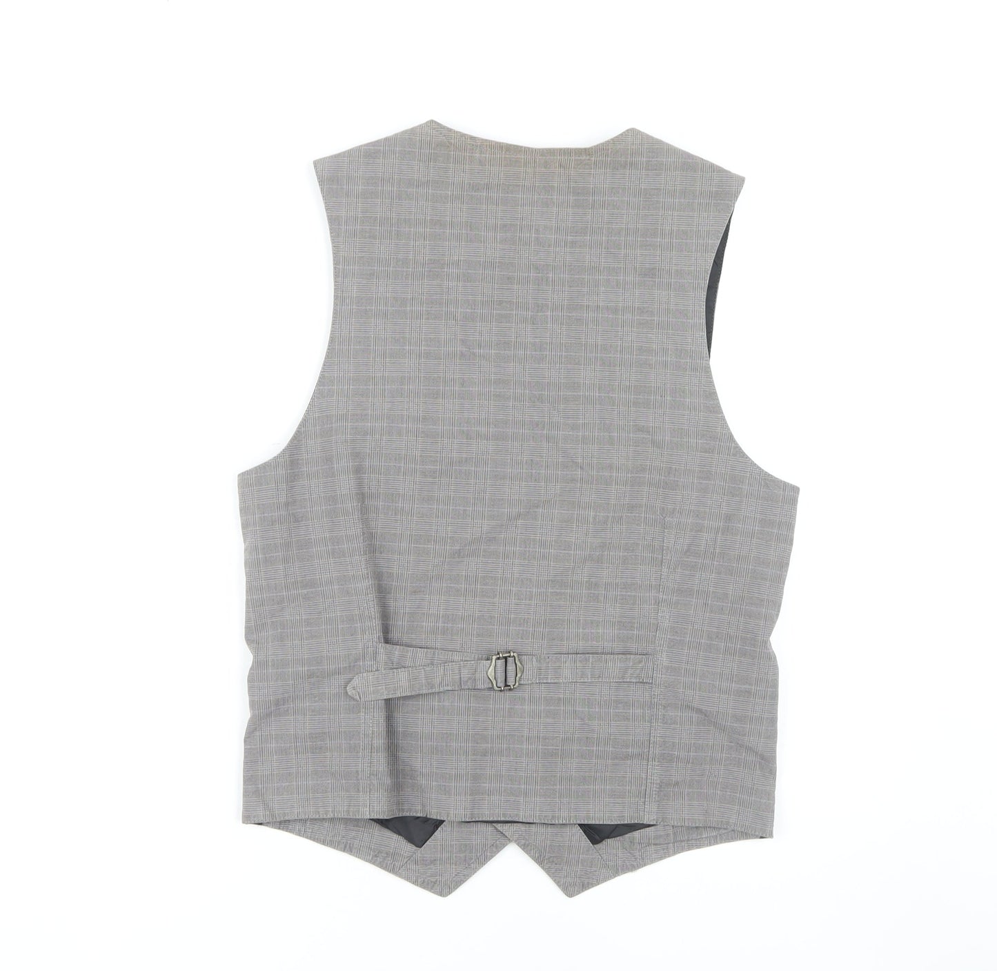 Burton Men's Grey Check Waistcoat S, Formal Sleeveless