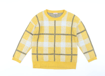 Damart Women's Yellow Plaid Pullover Jumper M