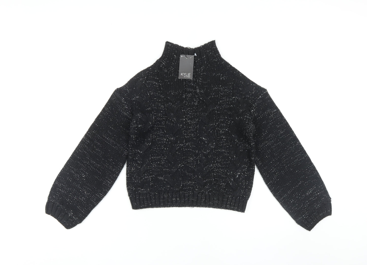 M&Co Girls Black Pullover Jumper 12 Years Acrylic Knit New