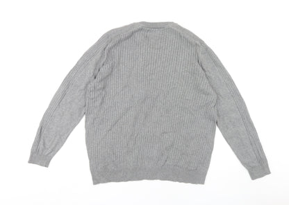 Dissident Men's Grey Henley Jumper Size L