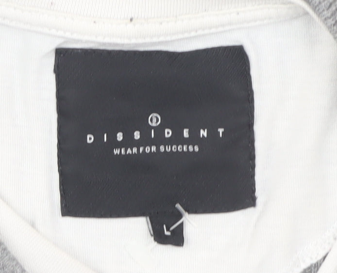 Dissident Men's Grey Henley Jumper Size L
