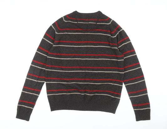 John Lewis Men's L Grey Wool Cashmere Striped Pullover