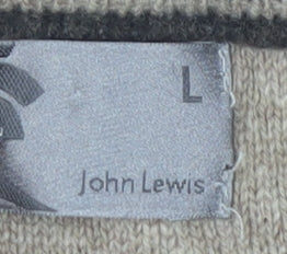 John Lewis Men's L Grey Wool Cashmere Striped Pullover