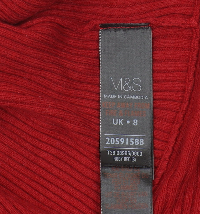 Womens UK Size 8 Marks and Spencer Red Cardigan Jumper