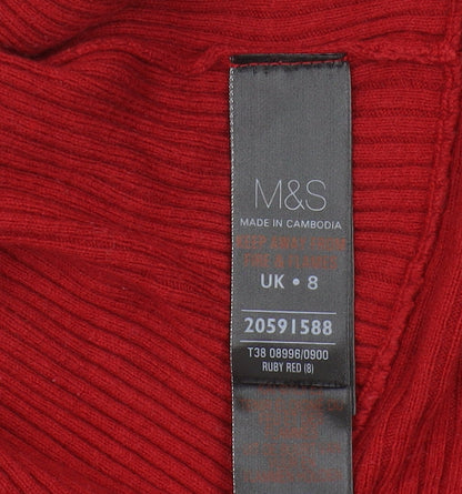 Womens UK Size 8 Marks and Spencer Red Cardigan Jumper