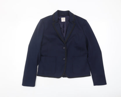 Gap Women Blue Blazer UK 10 Single-Breasted Regular Fit
