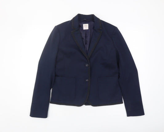 Gap Women Blue Blazer UK 10 Single-Breasted Regular Fit