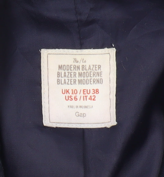 Gap Women Blue Blazer UK 10 Single-Breasted Regular Fit