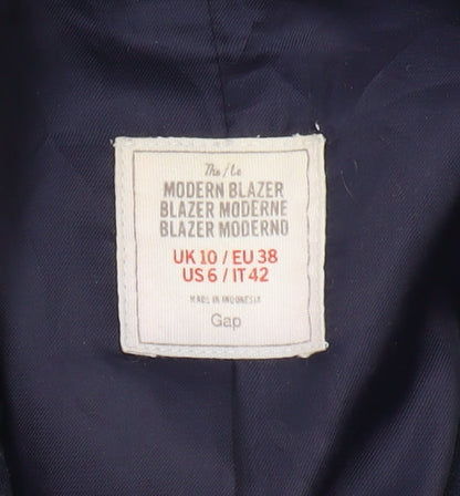 Gap Women Blue Blazer UK 10 Single-Breasted Regular Fit