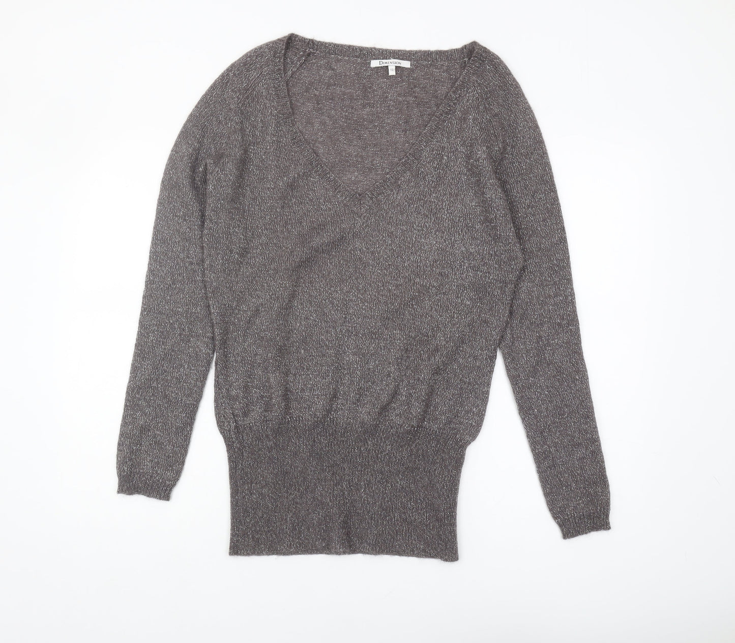 Dimension Women's Grey V-Neck Pullover Jumper