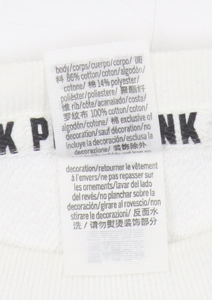 Victoria's Secret Pink Women's White XS Pullover Sweatshirt