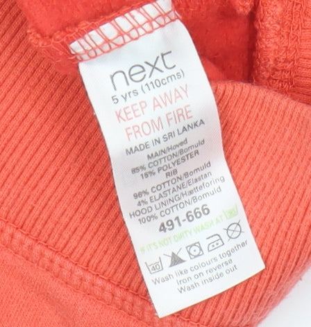Next Boys Red Pullover Hoodie Size 5 Years with Logo