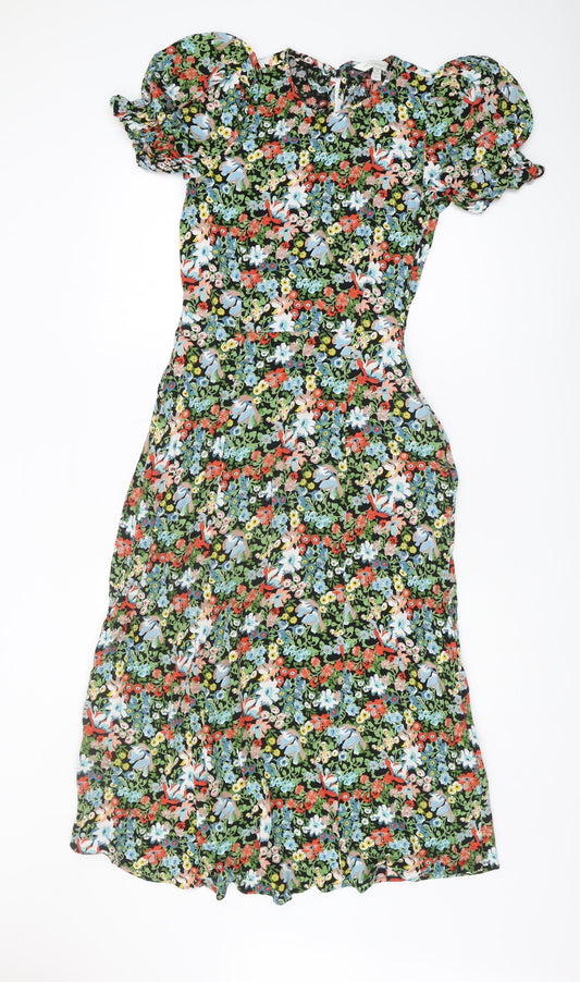 Marks and Spencer Women's Floral Puff Sleeve Dress Size 10