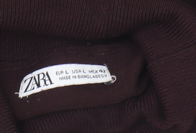 Zara Men's Brown Mock Neck Pullover Jumper Size L