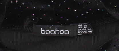 Boohoo Women's Black Glitter Velvet Midi Dress