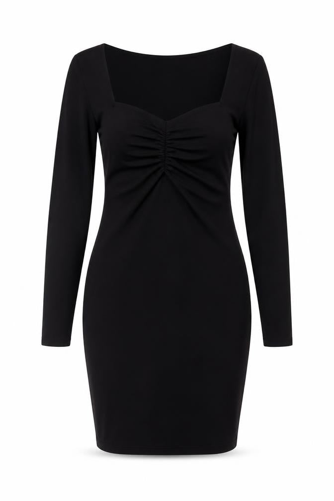 PrettyLittleThing Black Long Sleeve Dress, Size 14 Women