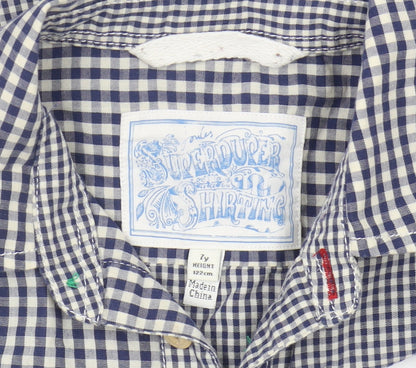 Joules Boys Blue Check Button-Up Shirt Size 7 Years