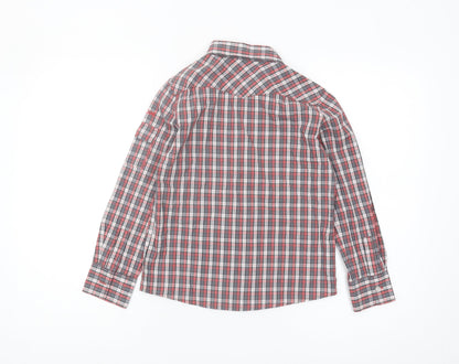 Geox Boys Red Plaid Button-Up Shirt, 8 Years, Casual