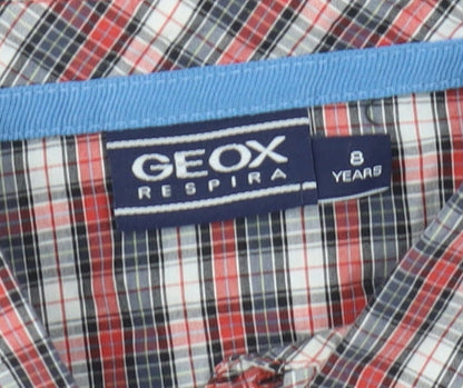 Geox Boys Red Plaid Button-Up Shirt, 8 Years, Casual