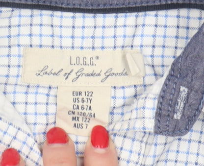 L.O.G.G. Boys Blue Check Button-Up Shirt 6-7 Years