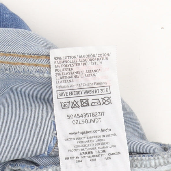 Topshop Women's Blue Skinny Distressed Jeans Size 12