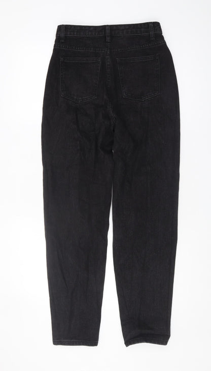 PrettyLittleThing Black Mom Jeans UK 8 Distressed Style