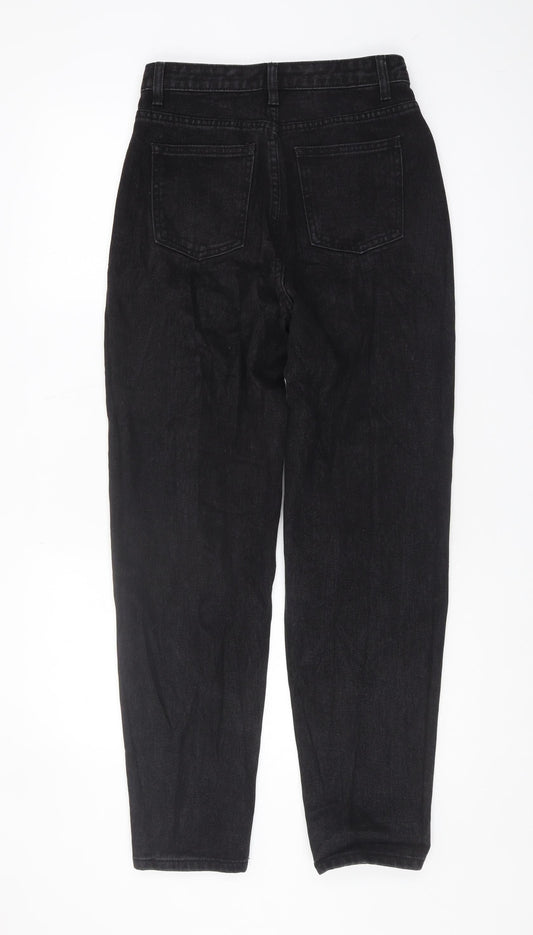 PrettyLittleThing Black Mom Jeans UK 8 Distressed Style