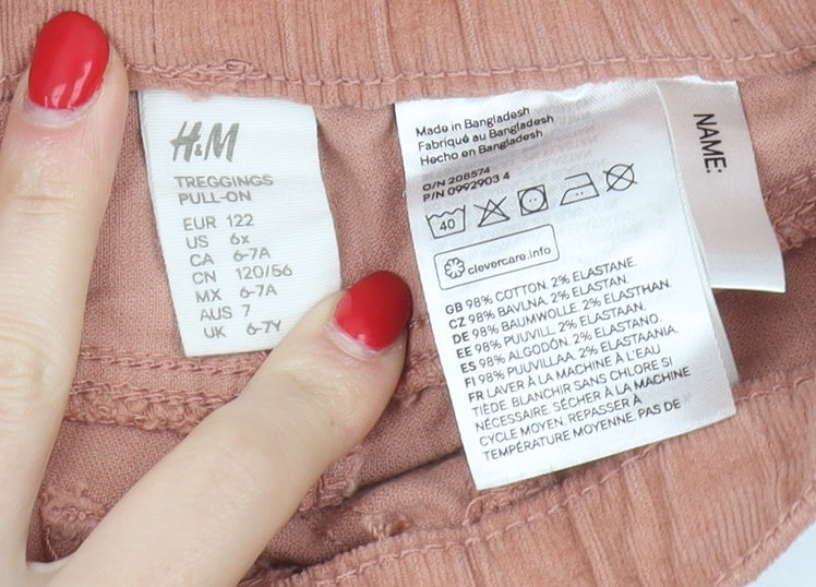 H&M Girls Pink Jegging Trousers Size 7 Years