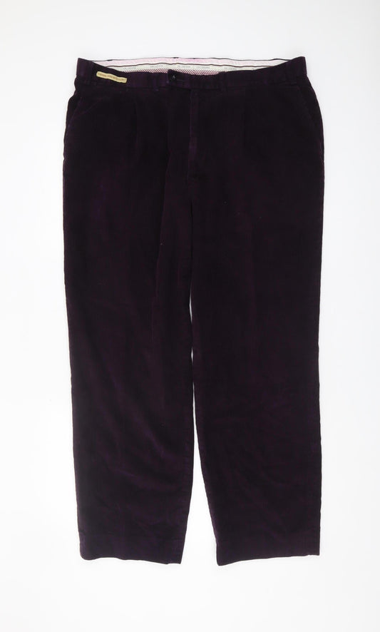 Marks and Spencer Men's Purple Corduroy Trousers