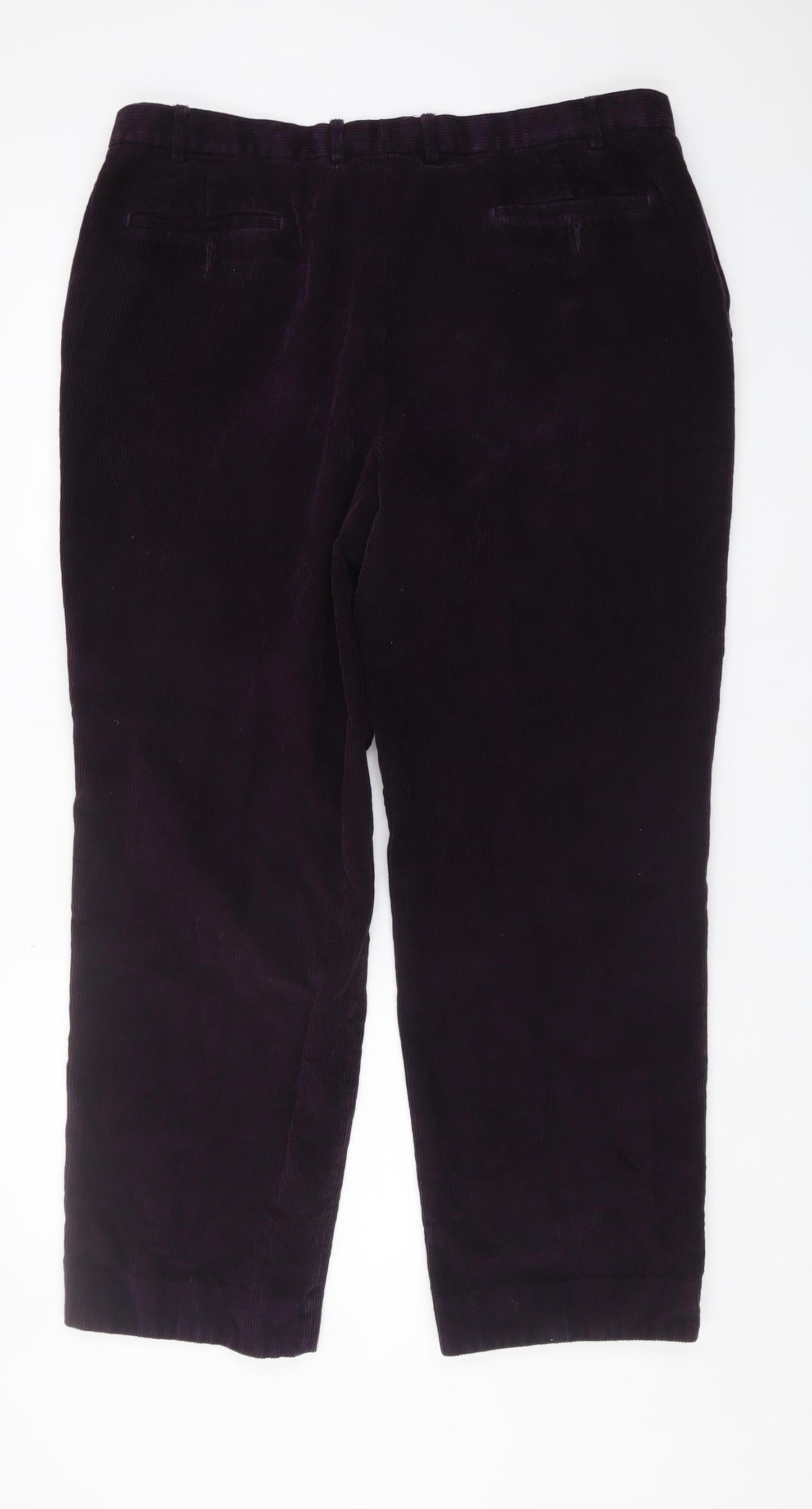Marks and Spencer Men's Purple Corduroy Trousers