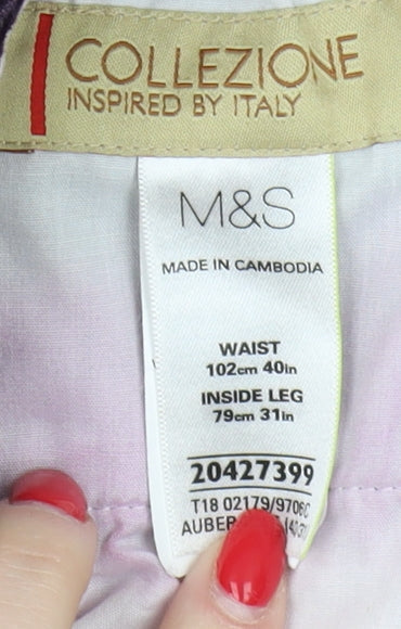 Marks and Spencer Men's Purple Corduroy Trousers