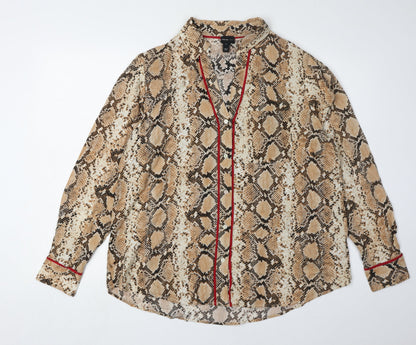 Womens UK Size 12 River Island Beige Basic Button-Up