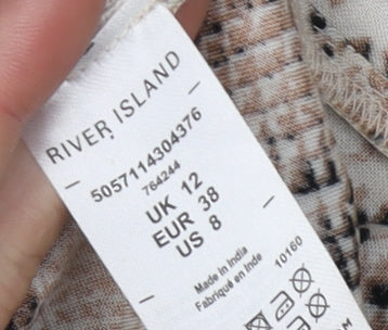 Womens UK Size 12 River Island Beige Basic Button-Up
