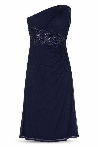 Lipsy Women’s Blue Long Beaded One Shoulder Dress