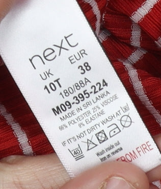 Next Women Red Striped Midi Shirt Dress Size 10T