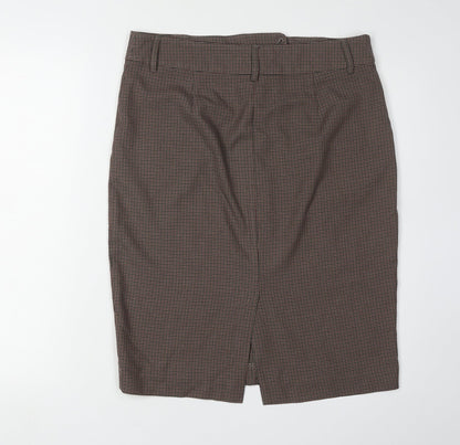 Marks and Spencer Women's Brown Geometric Pencil Skirt