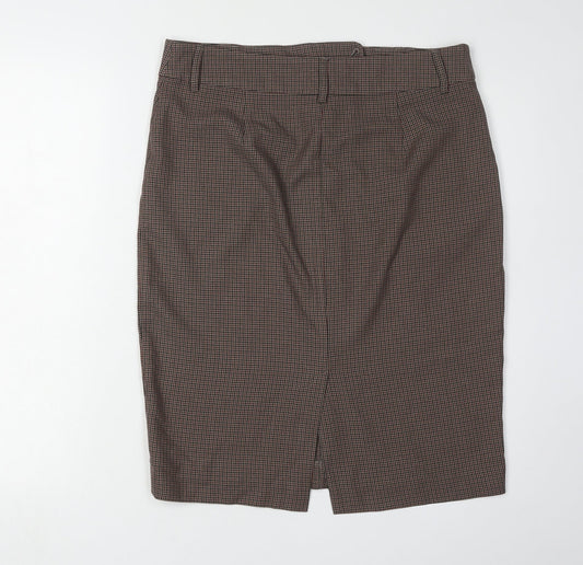 Marks and Spencer Women's Brown Geometric Pencil Skirt
