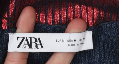 Zara Women's Red Long Sleeve Top - Size M