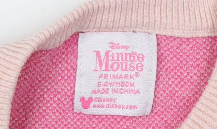 Primark Girls Pink Minnie Mouse Pullover Jumper 5-6 Years