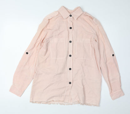 Zara Woman Pink Button-Up Shirt UK 8