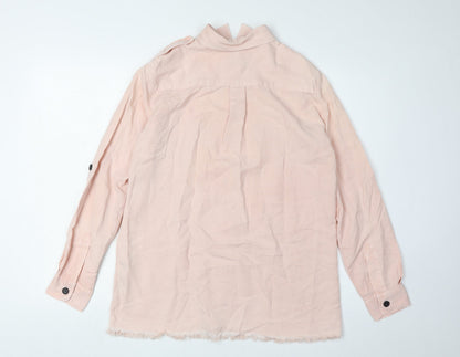 Zara Woman Pink Button-Up Shirt UK 8