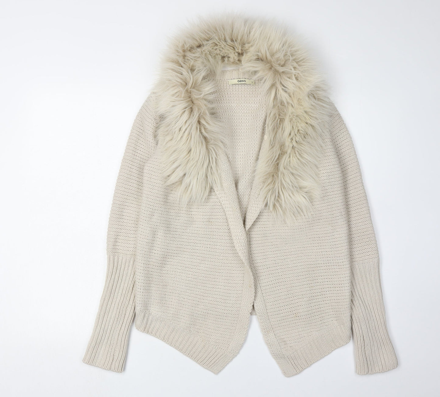 Womens UK Size S Oasis Beige Cardigan Jumper