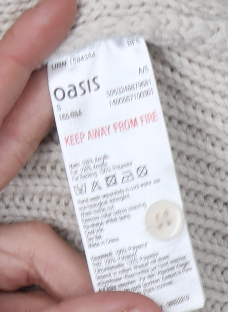 Womens UK Size S Oasis Beige Cardigan Jumper