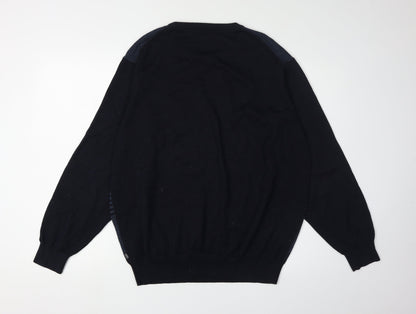 Wolsey Men's XL Black Crew Neck Striped Pullover Jumper