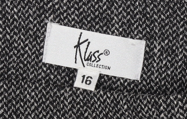 Klass Collection Women's Black Herringbone Skirt, Size 16