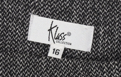 Klass Collection Women's Black Herringbone Skirt, Size 16