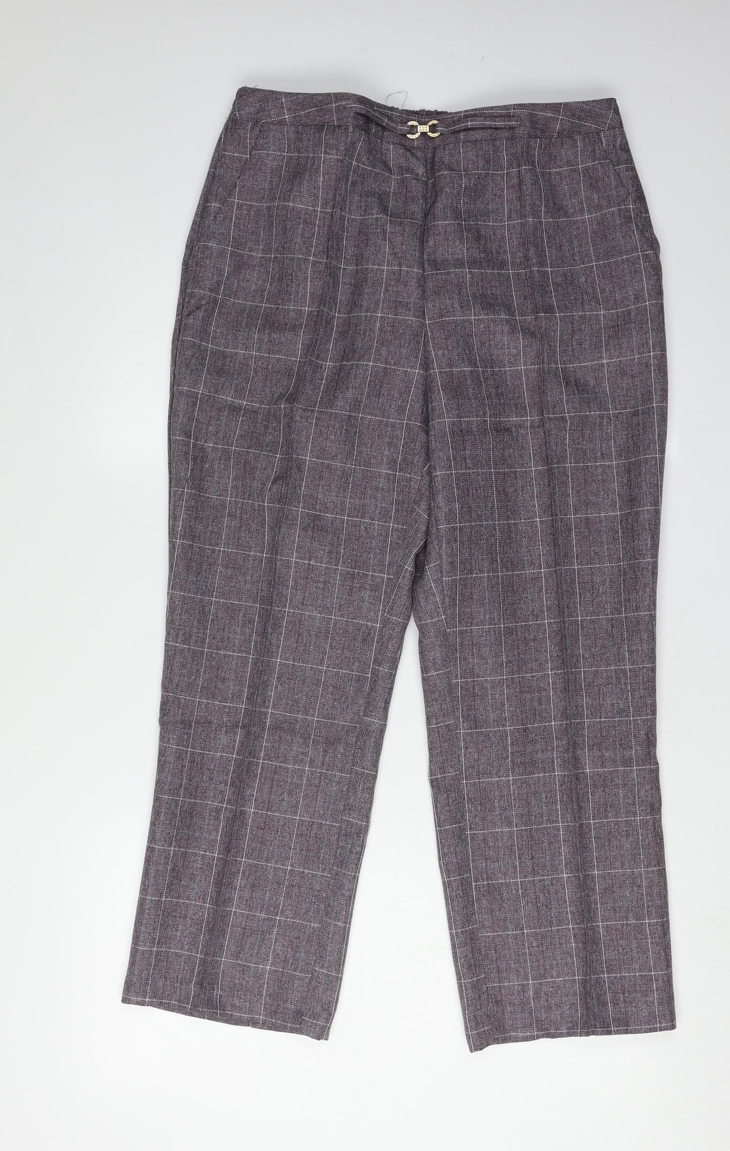 Damart Women's Grey Check Pleated Trousers Size 16