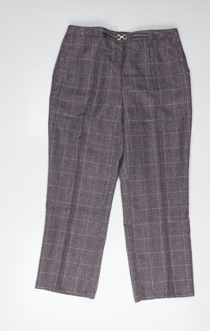 Damart Women's Grey Check Pleated Trousers Size 16